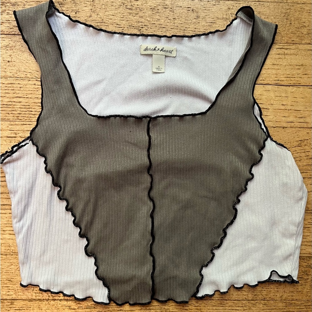 Derek Heart Gray and White Tank Top